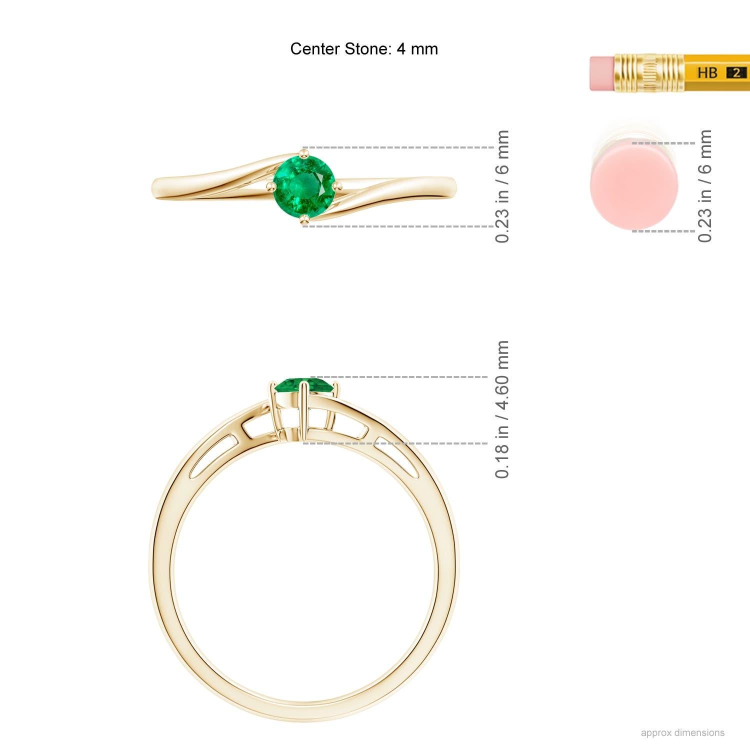 Angara natürlichen runden Smaragd Solitär Bypass Verlobungsring in 14K massivem Gold Damen im Angebot