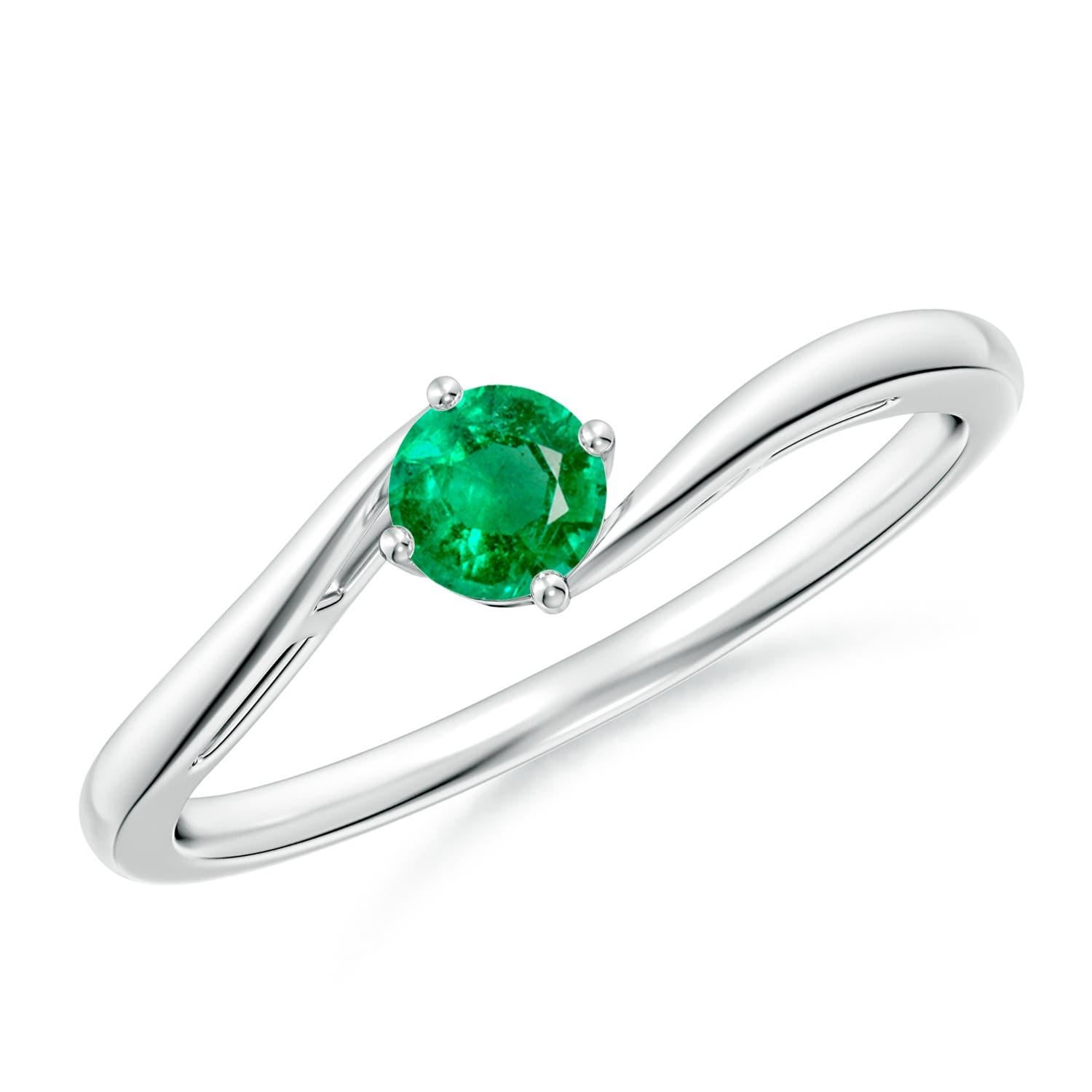 Angara natürlichen runden Smaragd Solitär Bypass Verlobungsring in 14K massivem Gold im Angebot 1