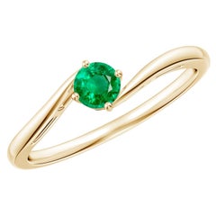 Angara Natural Round Emerald Solitaire Bypass Engagement Ring in 14K Solid Gold