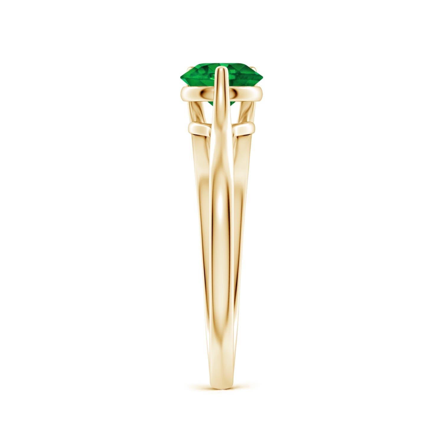 Angara Anillo de compromiso solitario con esmeralda redonda natural en oro macizo de 14 quilates en Nuevo estado para la venta en Los Angeles, CA