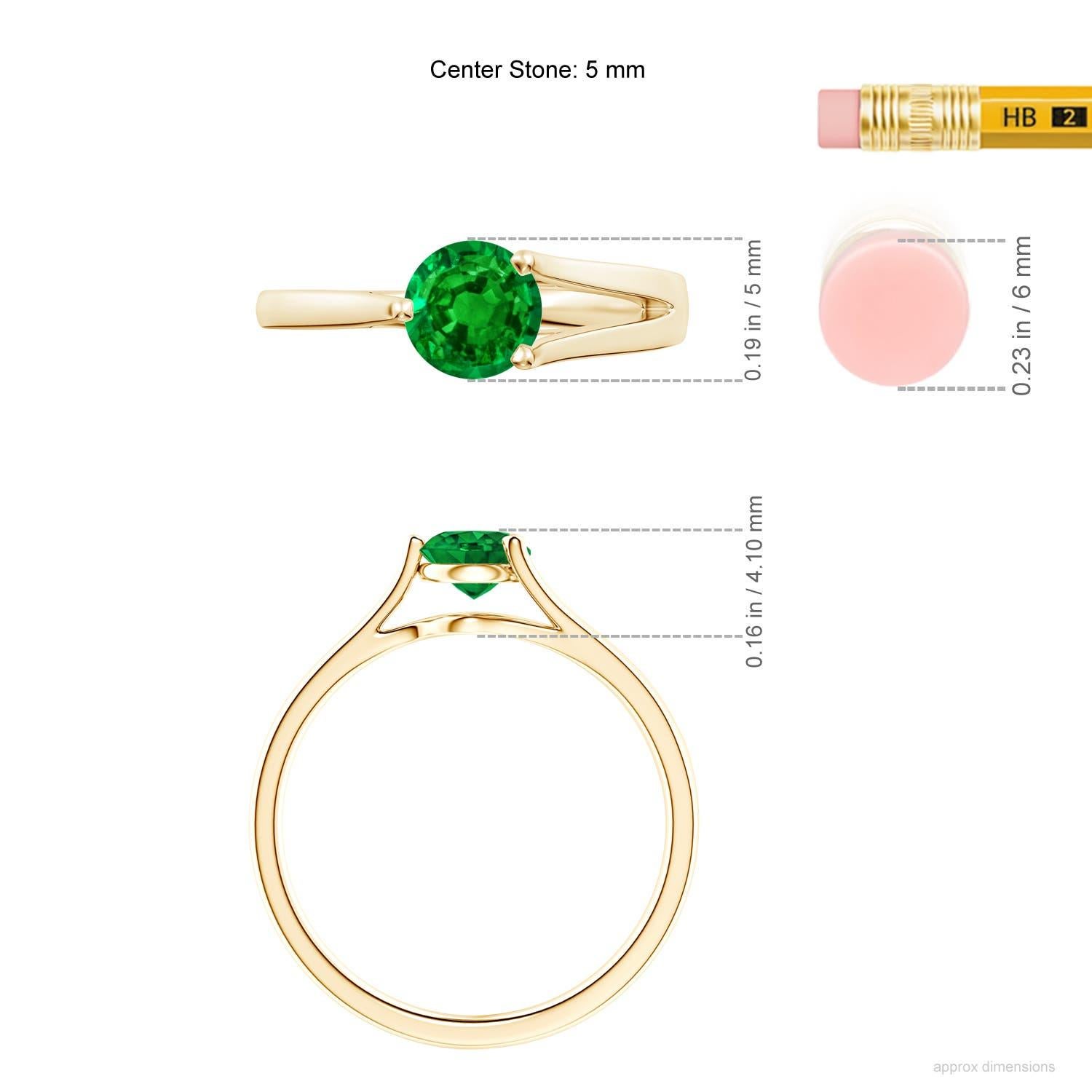 Angara Anillo de compromiso solitario con esmeralda redonda natural en oro macizo de 14 quilates en venta 1