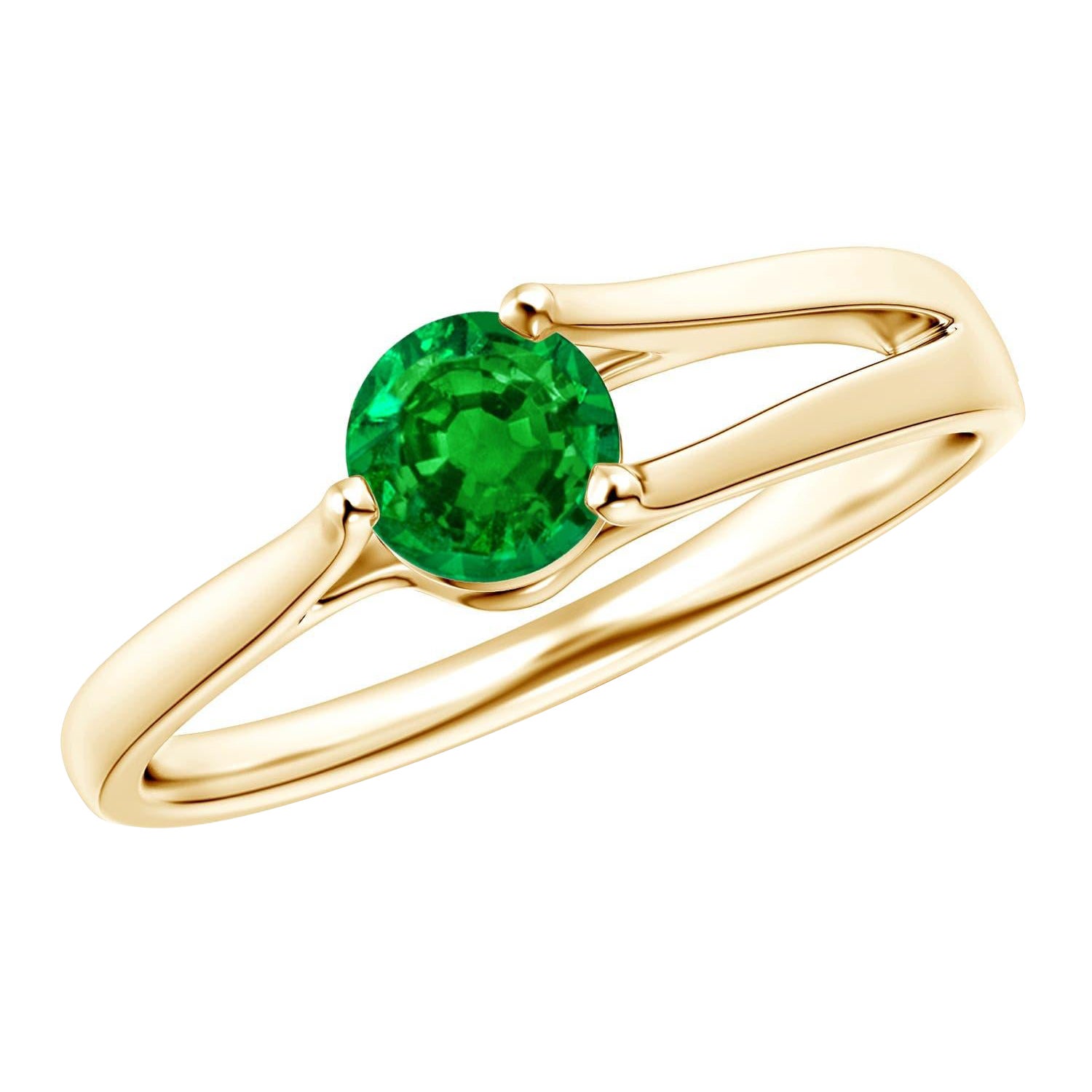 Angara Natürliche Runde Smaragd Solitär Verlobungsring in 14K Solid Gold
