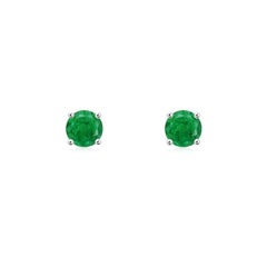 Angara 14K Solid Gold Emerald Stud Earrings, Natural Round 0.48ct