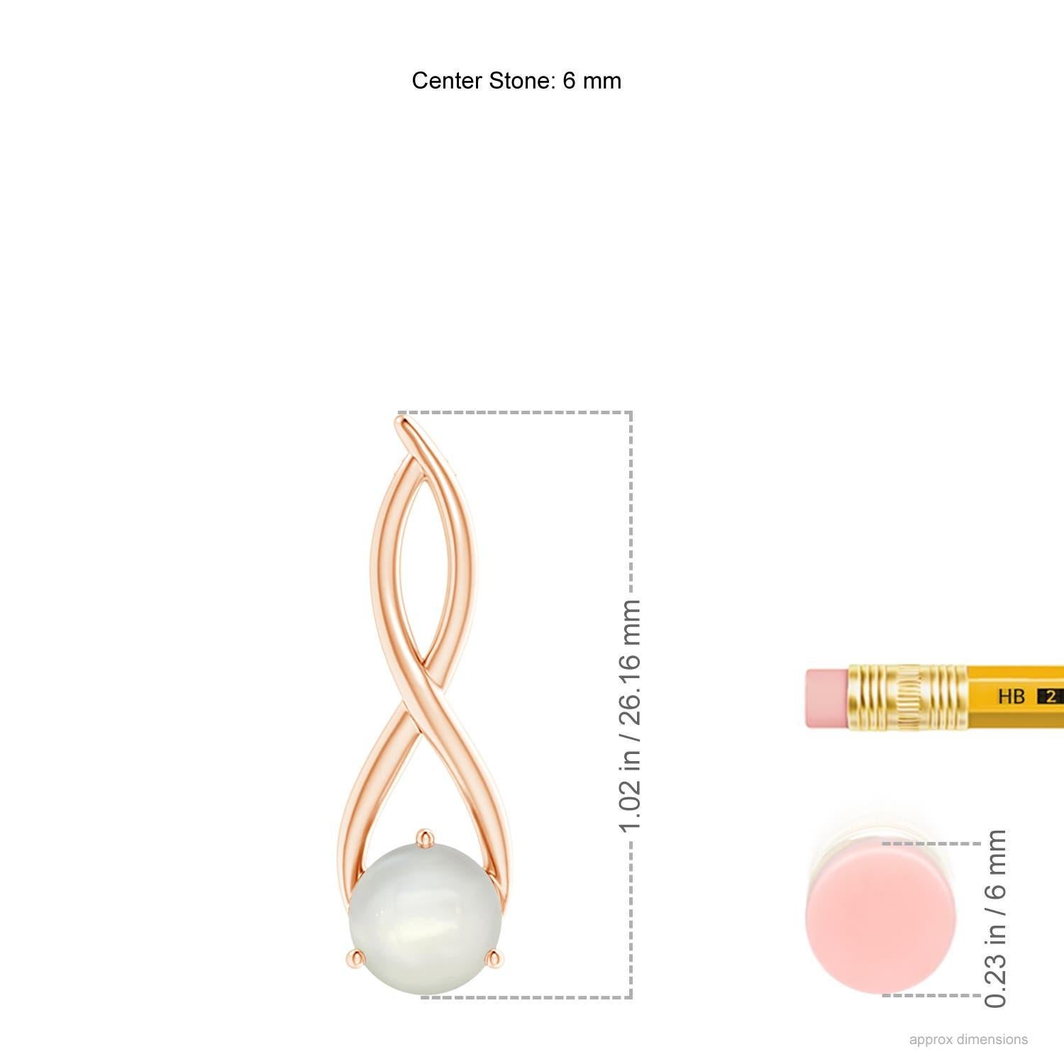 Round Cut Angara Natural Round Moonstone Infinity Twist Pendant in 14K Solid Gold For Sale