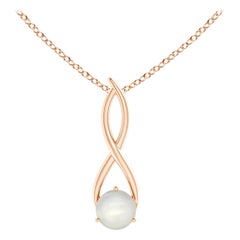 Angara Natural Round Moonstone Infinity Twist Pendant in 14K Solid Gold