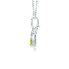 Angara Natural Round Peridot Solitaire Infinity Knot Pendant in 14K Solid Gold
