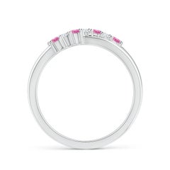 Angara Natural Round Pink Sapphire and Diamond Crossover Ring in 14K Solid Gold