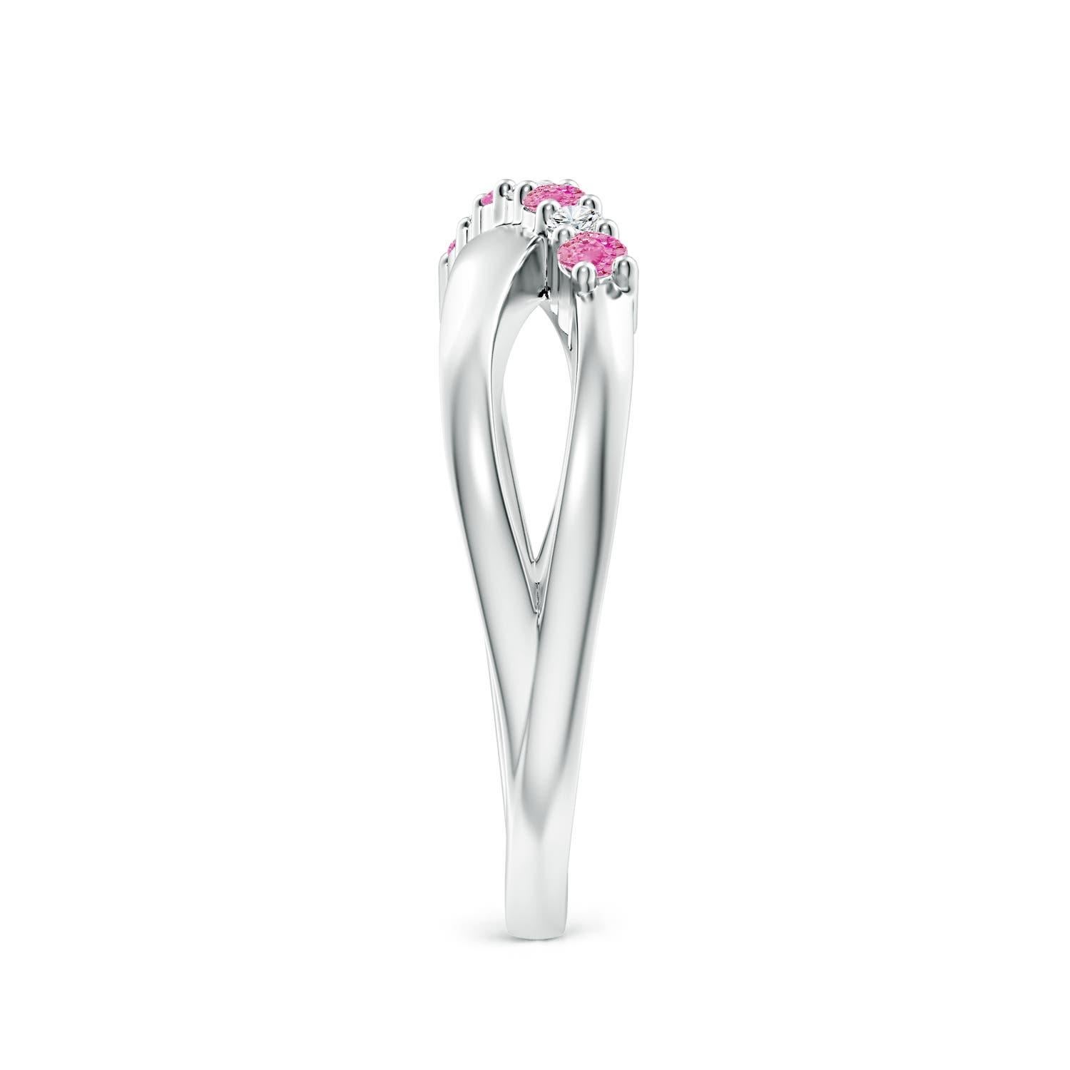 Angara natürlichen runden rosa Saphir und Diamant Crossover Ring in 14K massivem Gold im Zustand „Neu“ im Angebot in Los Angeles, CA