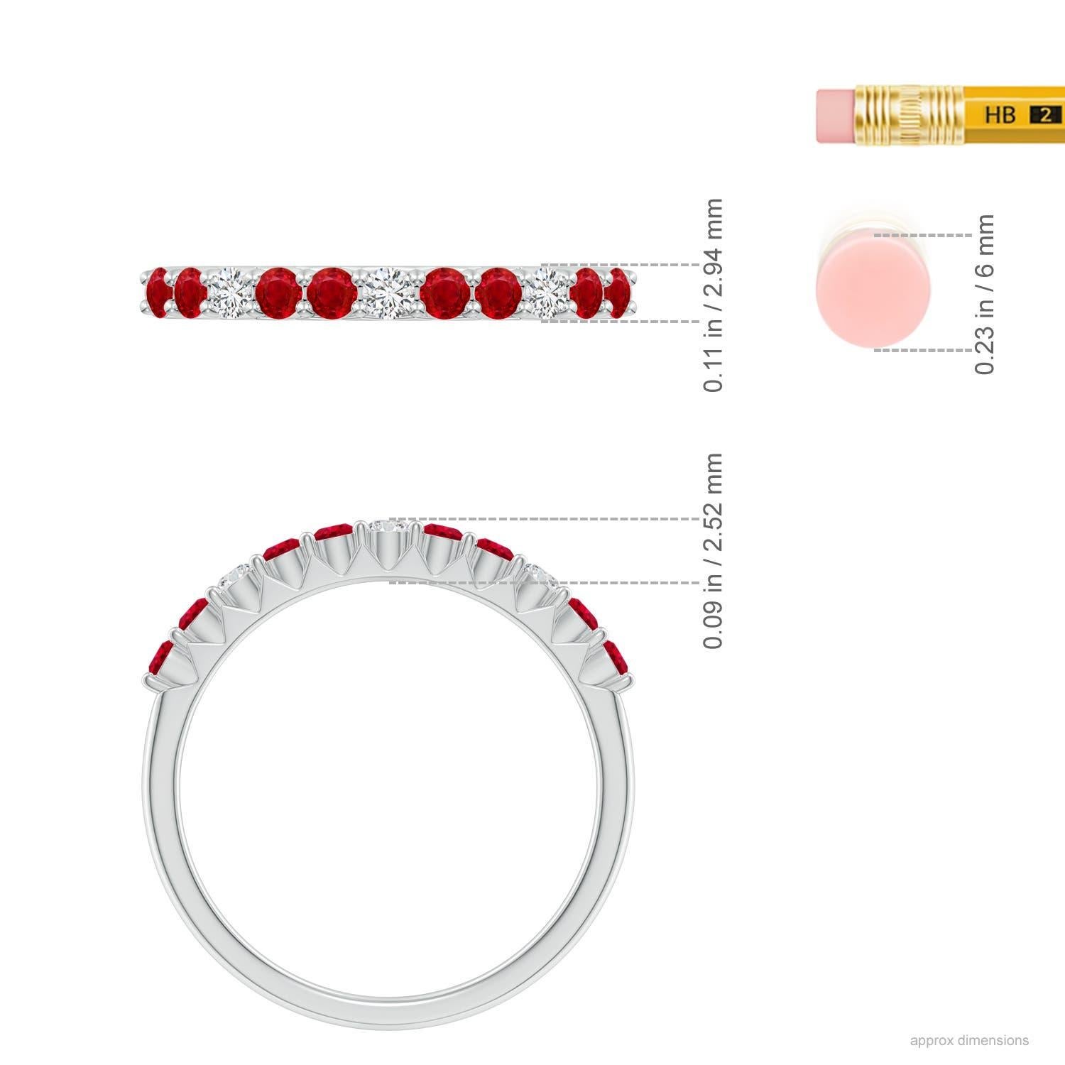 Women's Angara Natural Round Ruby and Diamond Eternity Wedding Ring in 14K Solid Gold For Sale