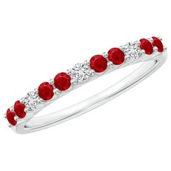 Angara Natural Round Ruby and Diamond Eternity Wedding Ring in 14K Solid Gold