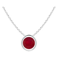 ANGARA Natural Round Ruby Solitaire Pendant in 14K White Gold for Women