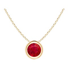 ANGARA Natural Round Ruby Solitaire Pendant in 14K Yellow Gold for Women