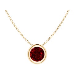 Ciondolo solitario di rubino rotondo Nature in oro giallo 14K (misura 4 mm)