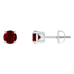 Angara Natural Round Ruby Solitaire Stud Earrings in 14K Solid Gold for Women