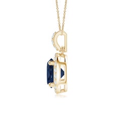 Angara Natural Round Sapphire Dangle Pendant with Diamond Halo in 14K Solid Gold
