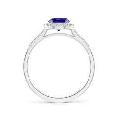 Angara Natural Round Tanzanite Halo Ring with Diamond Accents in 14K Solid Gold