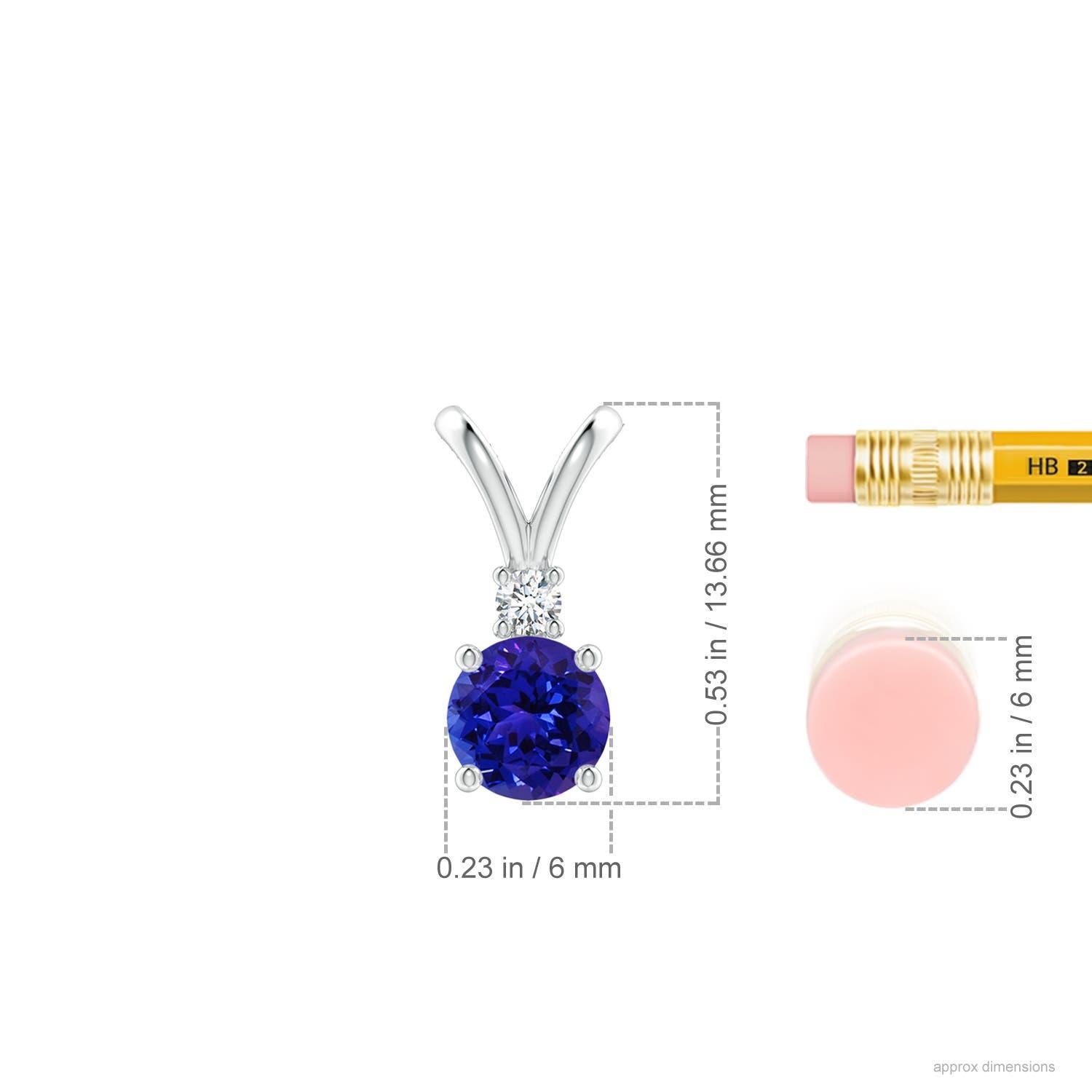 Taglio rotondo Ciondolo a forma di solitario di tanzanite tonda naturale di Angara con diamante in oro 14 carati in vendita