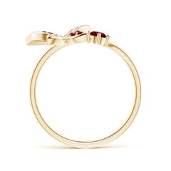Angara Natural Ruby and Diamond Butterfly Bypass Ring in 14K Solid Gold