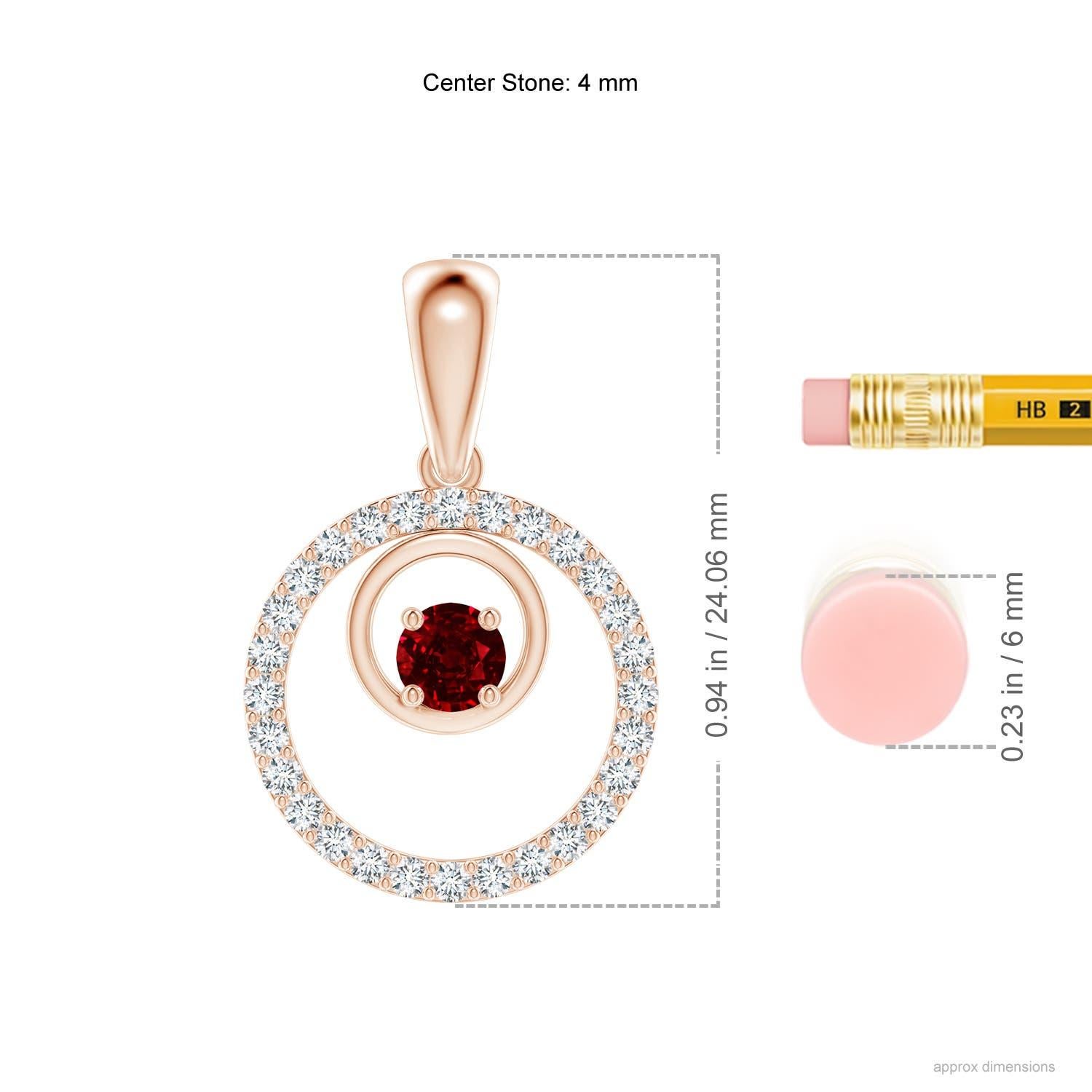 Angara Natural Ruby and Diamond Cancer Circle Pendant in 14K Solid Gold In New Condition For Sale In Los Angeles, CA