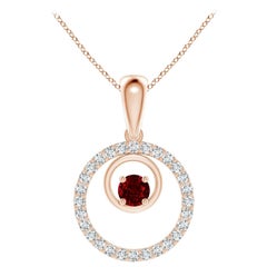 Angara Natural Ruby and Diamond Cancer Circle Pendant in 14K Solid Gold