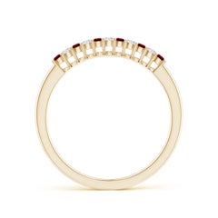 Angara Natural Ruby and Diamond Half Eternity Wedding Ring in 14K Solid Gold