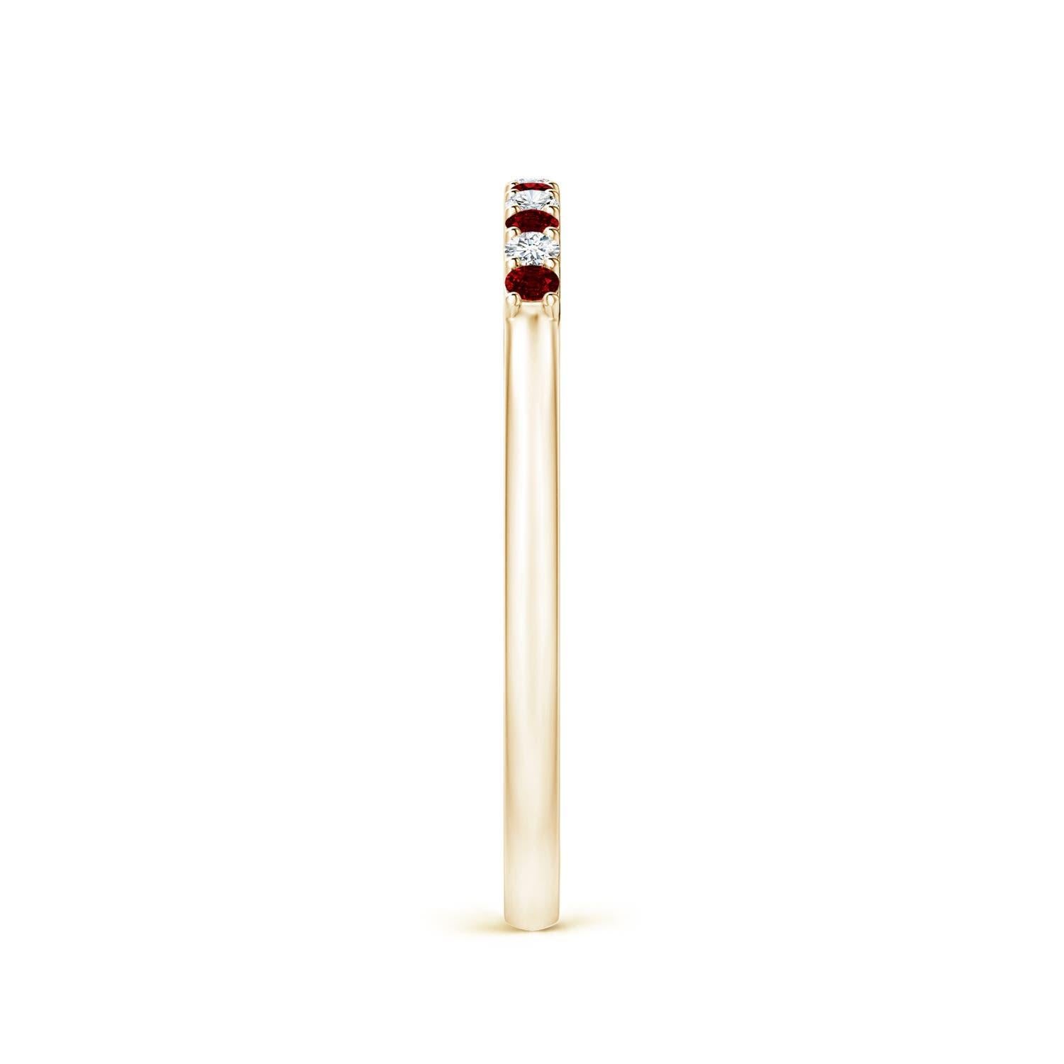 Angara Alianza de media eternidad de oro macizo de 14 quilates con rubí natural y diamantes Corte redondo en venta