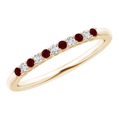 Angara Natural Ruby and Diamond Half Eternity Wedding Ring in 14K Solid Gold