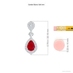 Angara natürlichen Rubin und Diamant Halo Teardrop Ohrringe in 14K Gold für Frauen
