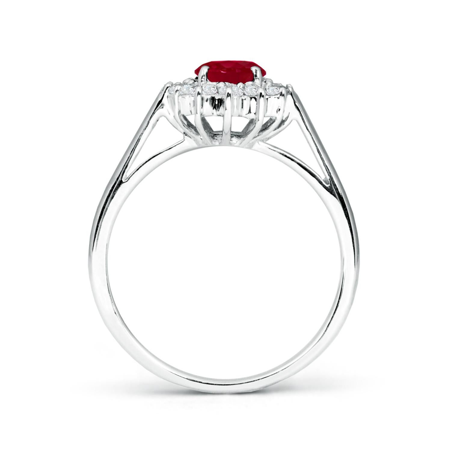 ANGARA Prinzessin Diana-Ring aus Platin mit natürlichem Rubin und Diamant (Größe 7x5 mm) im Zustand „Neu“ im Angebot in Los Angeles, CA