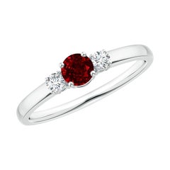 Angara Natural Ruby and Diamond Three Stone Engagement Ring in 14K Solid Gold