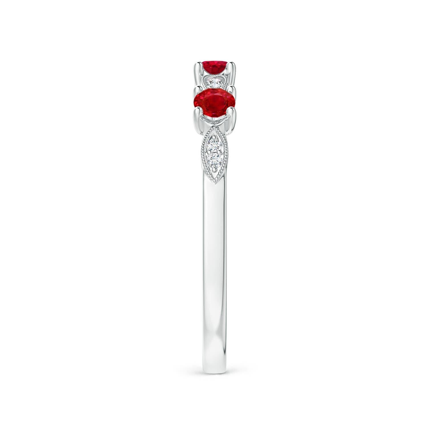 Round Cut Angara Natural Ruby & Diamond Marquise and Dot Ring in 14K Solid Gold for Women For Sale
