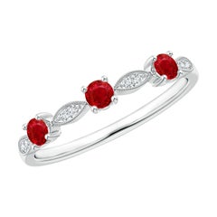 Angara Natural Ruby & Diamond Marquise and Dot Ring in 14K Solid Gold for Women