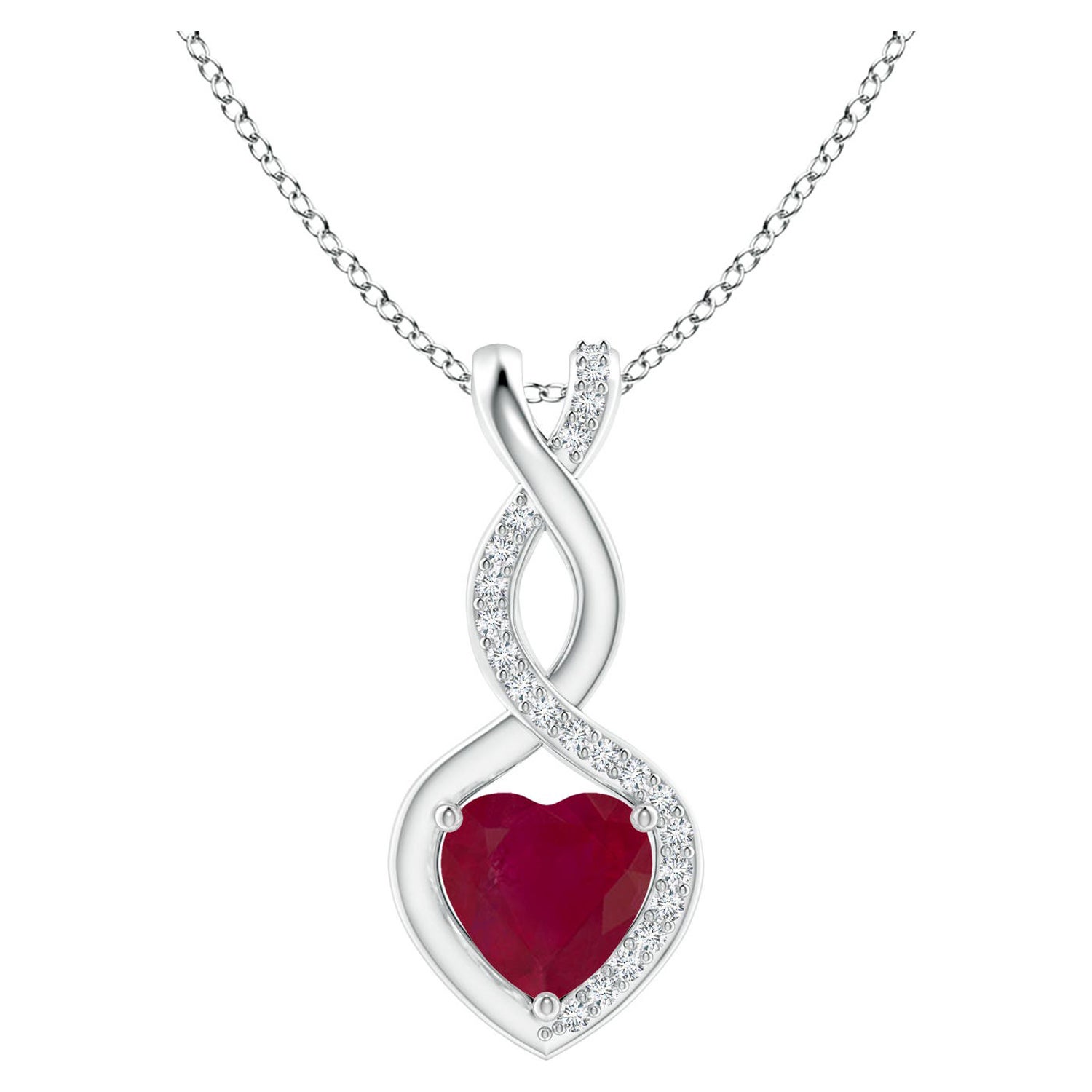 Colgante Corazón Infinito de Rubí Natural con Diamantes en Plata de Ley 925
