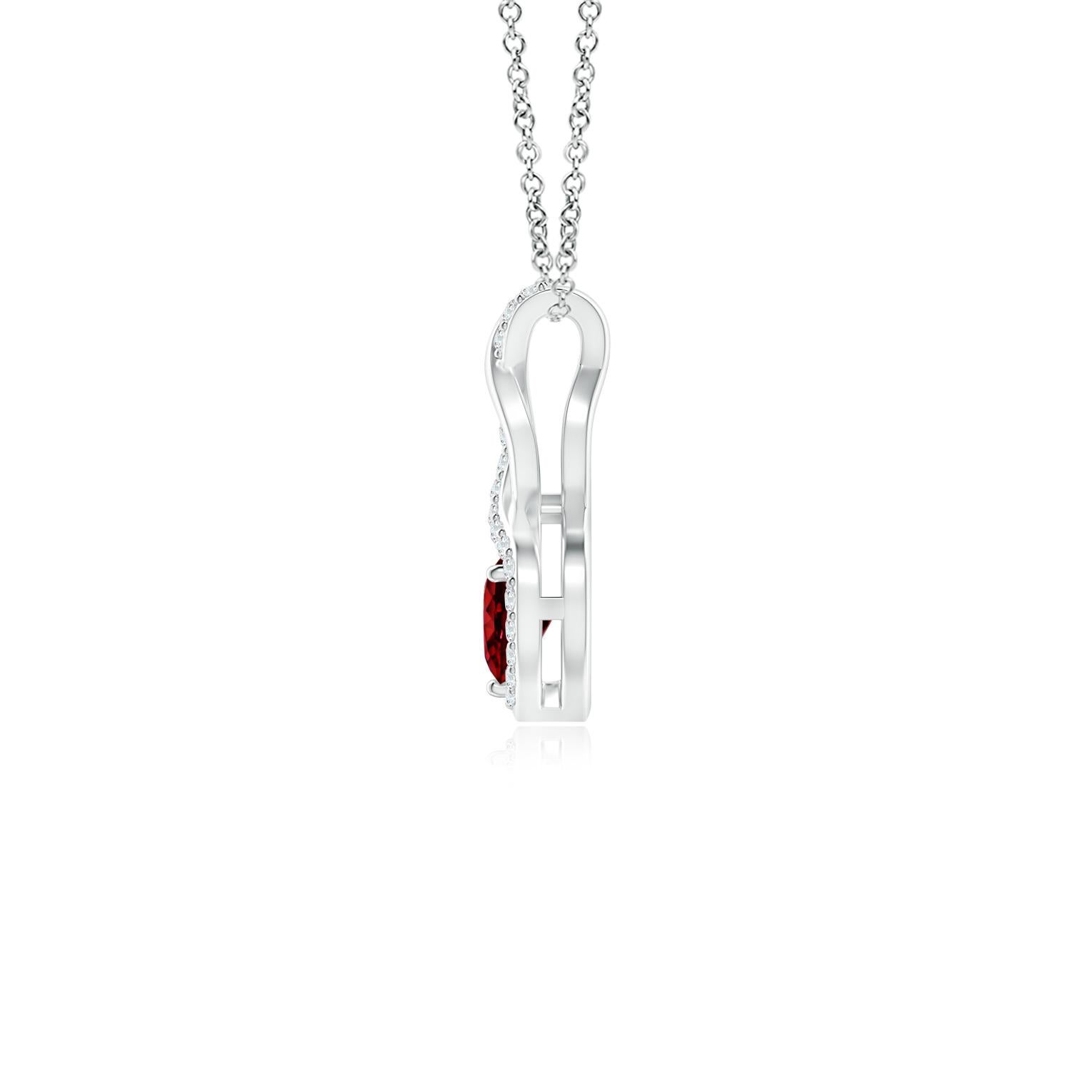 ANGARA Colgante Corazón Infinito de Rubí Natural con Diamantes en Oro Blanco(Rubí de 4mm) Corte de corazón en venta