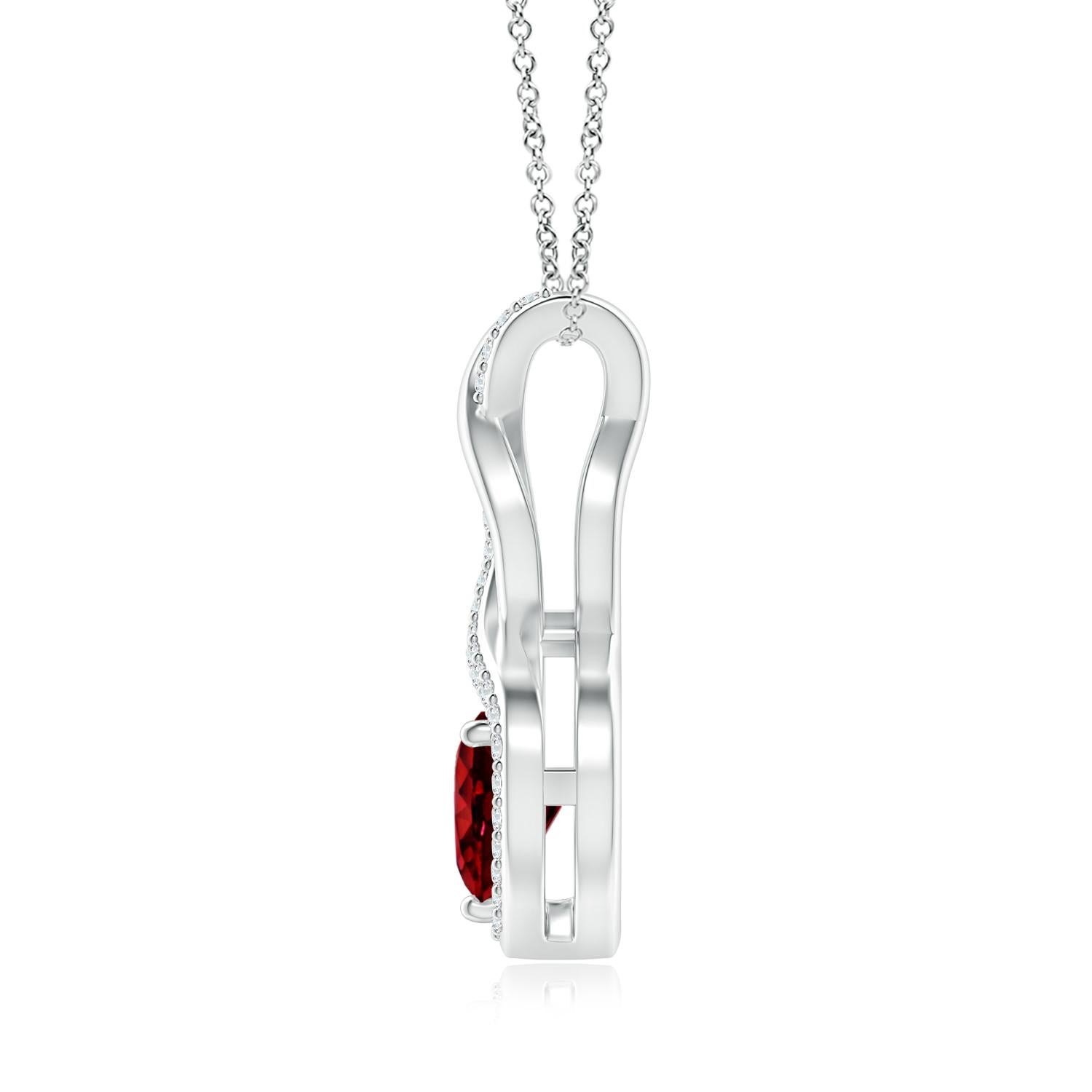 ANGARA Colgante Corazón Infinito de Rubí Natural con Diamantes en Oro Blanco(Rubí de 6mm) Corte de corazón en venta