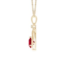 Angara Natural Ruby Knotted Heart Pendant with Diamond in 14K Solid Gold
