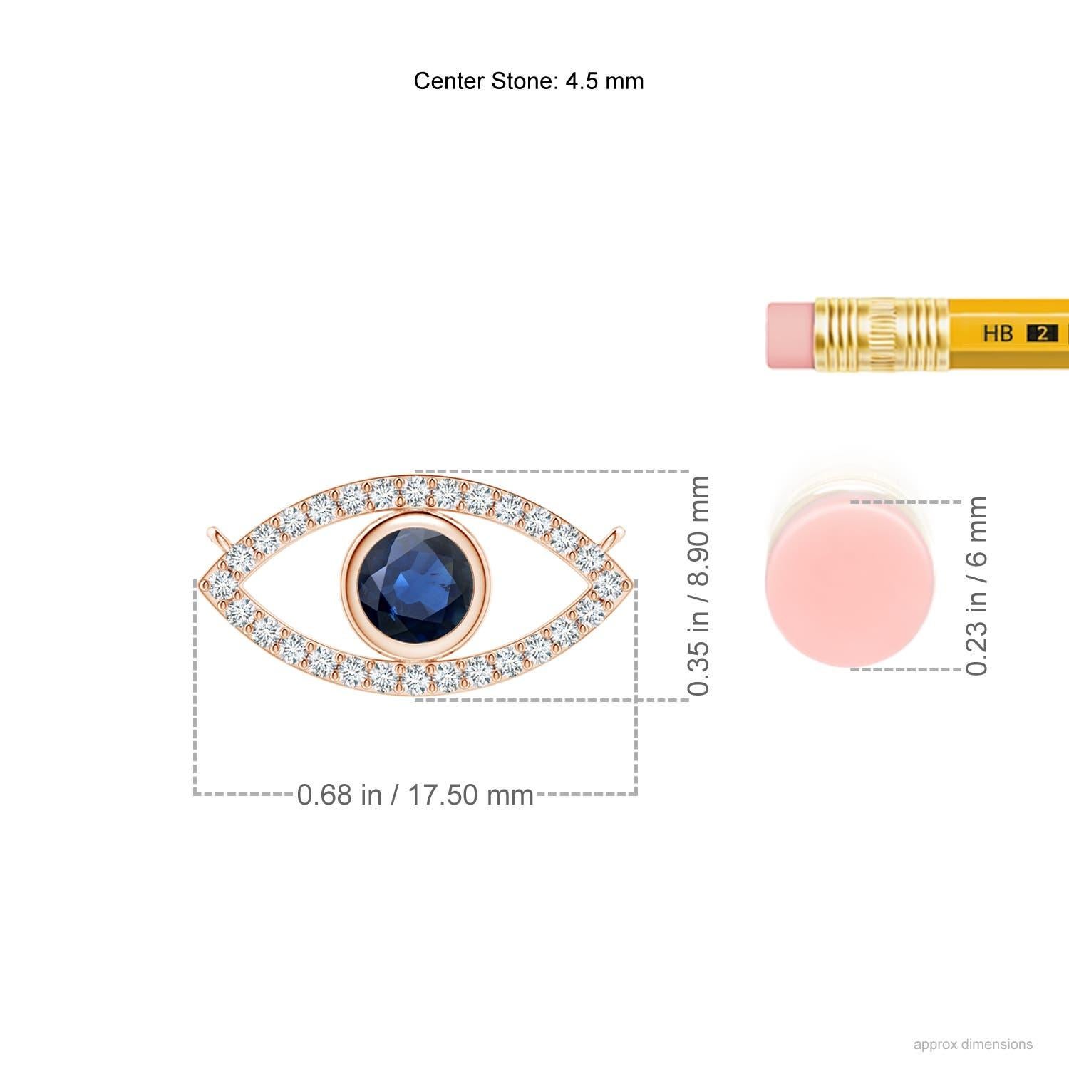 Moderne Pendentif Evil Eye en or rose 14 carats avec saphir naturel et diamants de 4,5 mm en vente