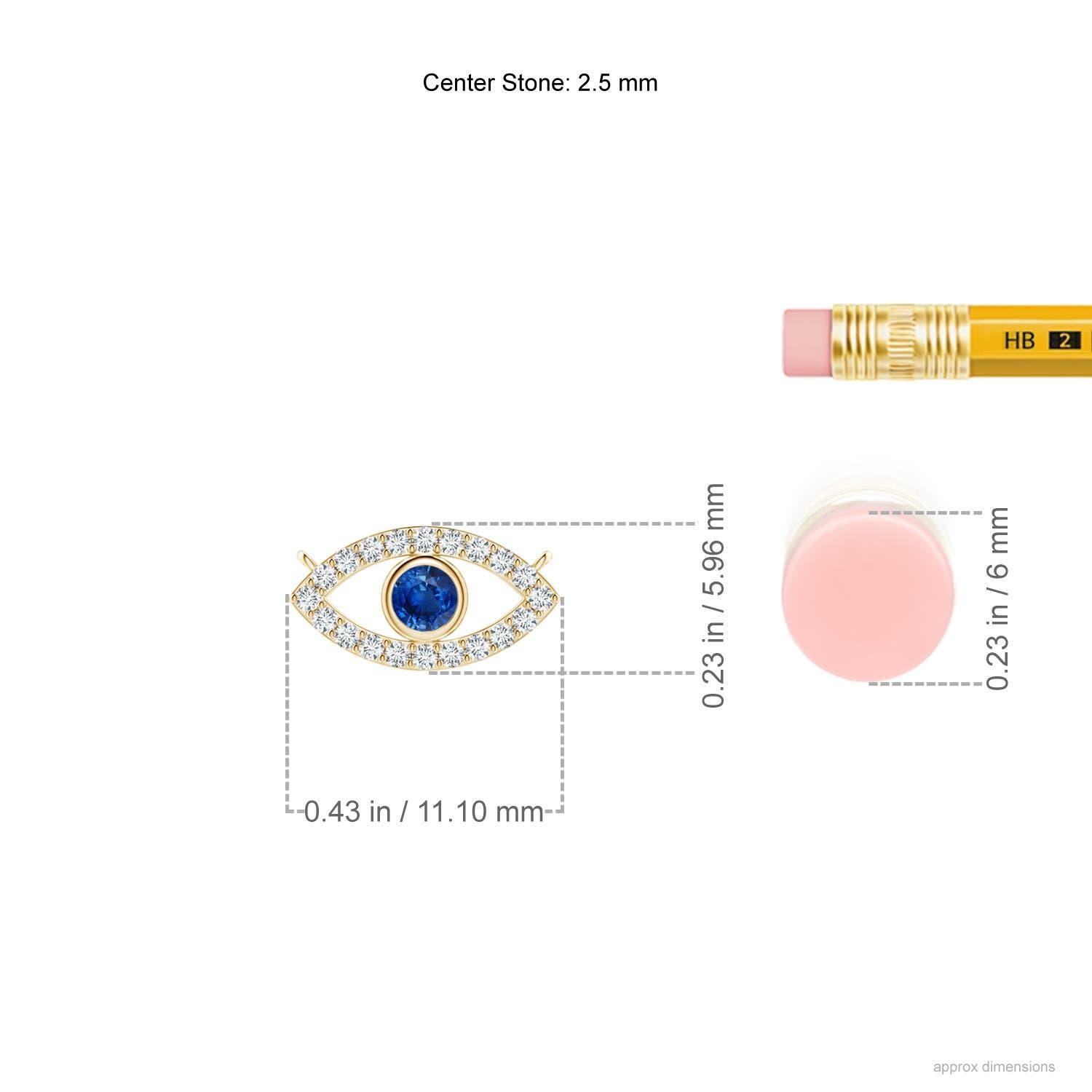 Modern Natural Sapphire Evil Eye Pendant with Diamond in 14K Yellow Gold 2.5mm For Sale