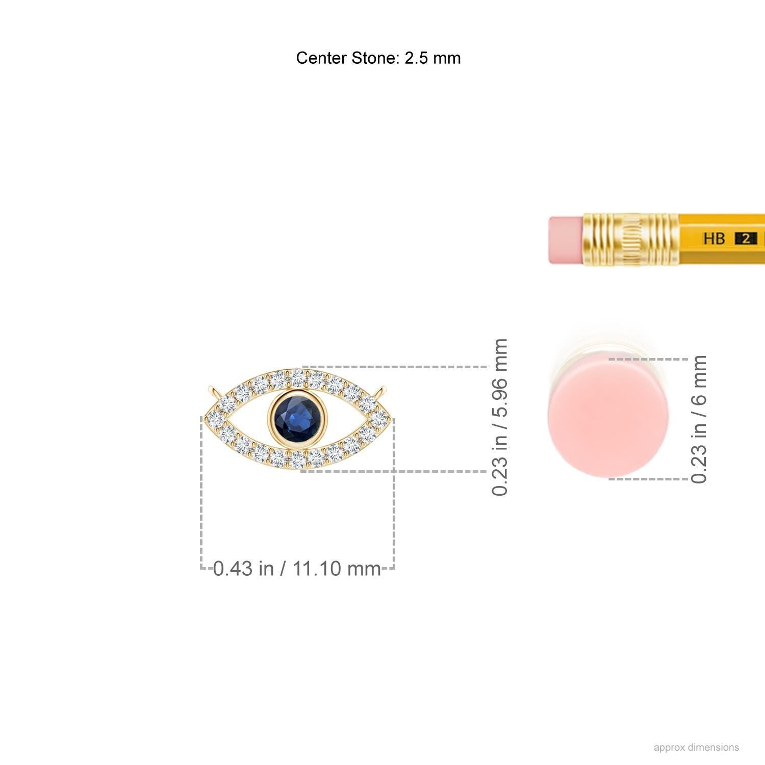 Moderne Pendentif Evil Eye en or jaune 14 carats avec saphir naturel et diamant de 2,5 mm en vente