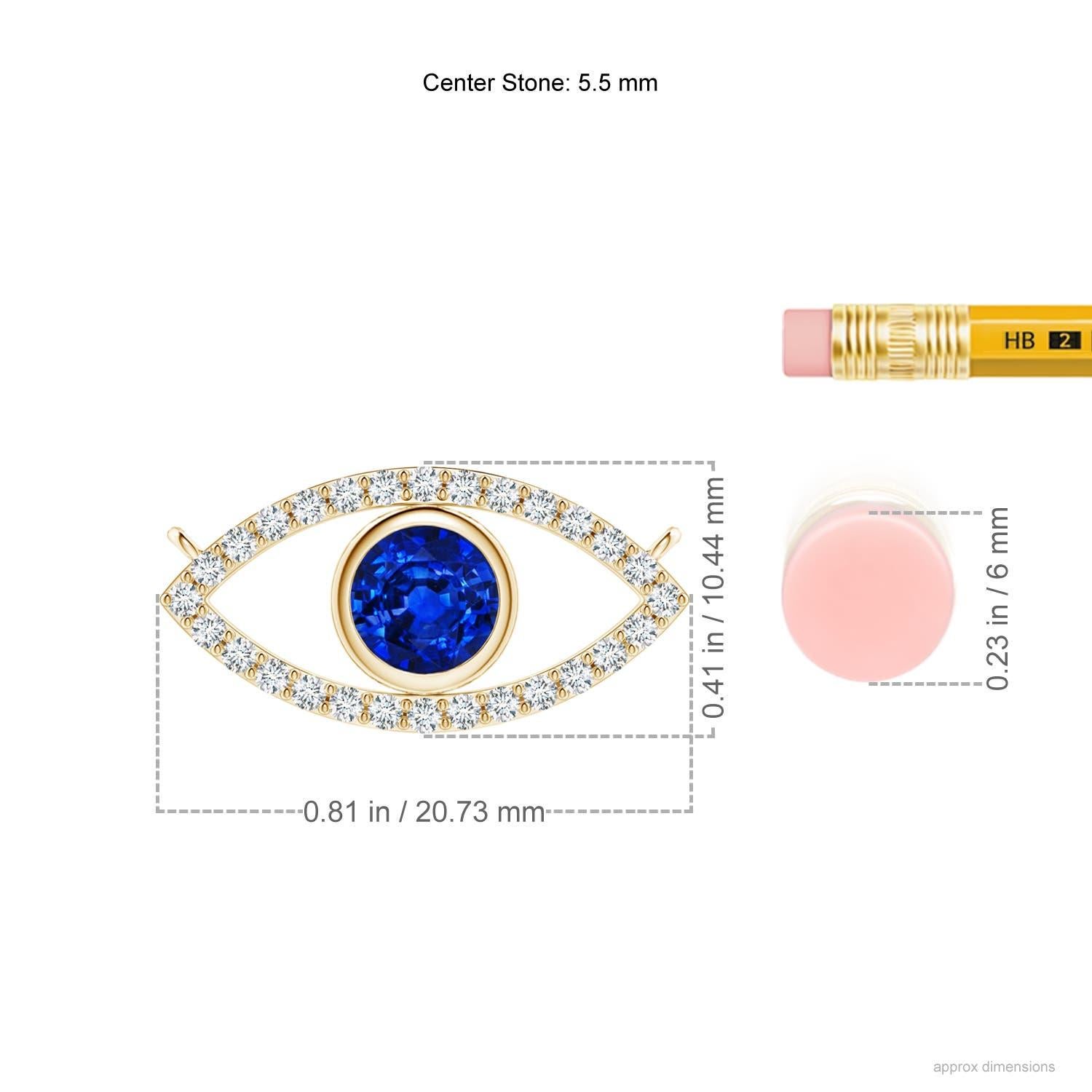 Natürlicher Saphir Evil Eye Anhänger mit Diamant in 14K Gelbgold 5,5 mm (Moderne) im Angebot