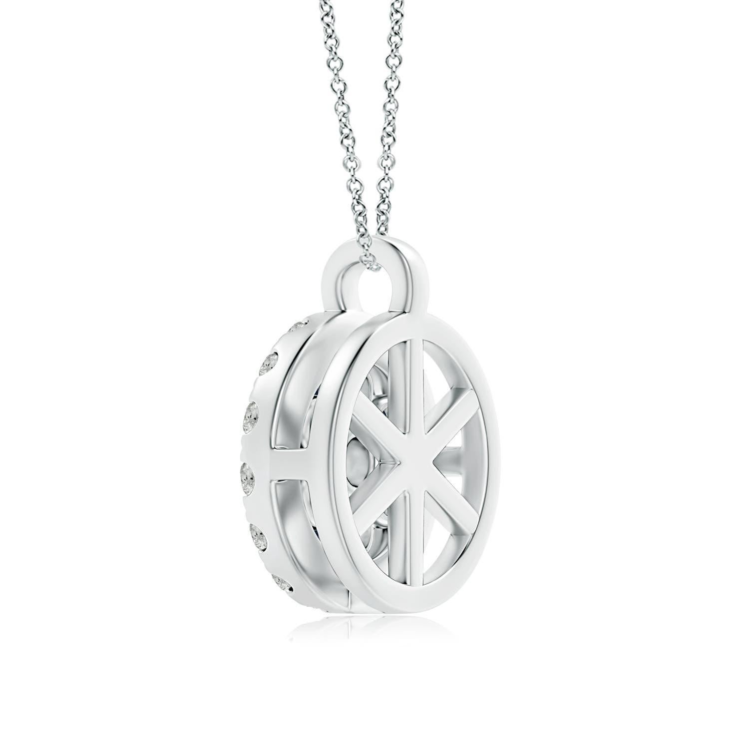 Moderne Pendentif fleur en saphir naturel Angara avec halo en diamant en or blanc 14K en vente