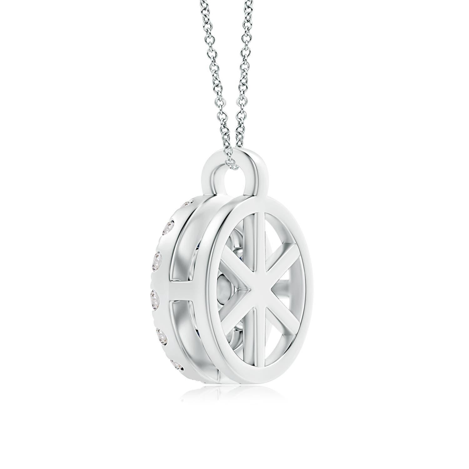 Moderne Pendentif fleur en saphir naturel Angara avec halo en diamant en or blanc 14K en vente
