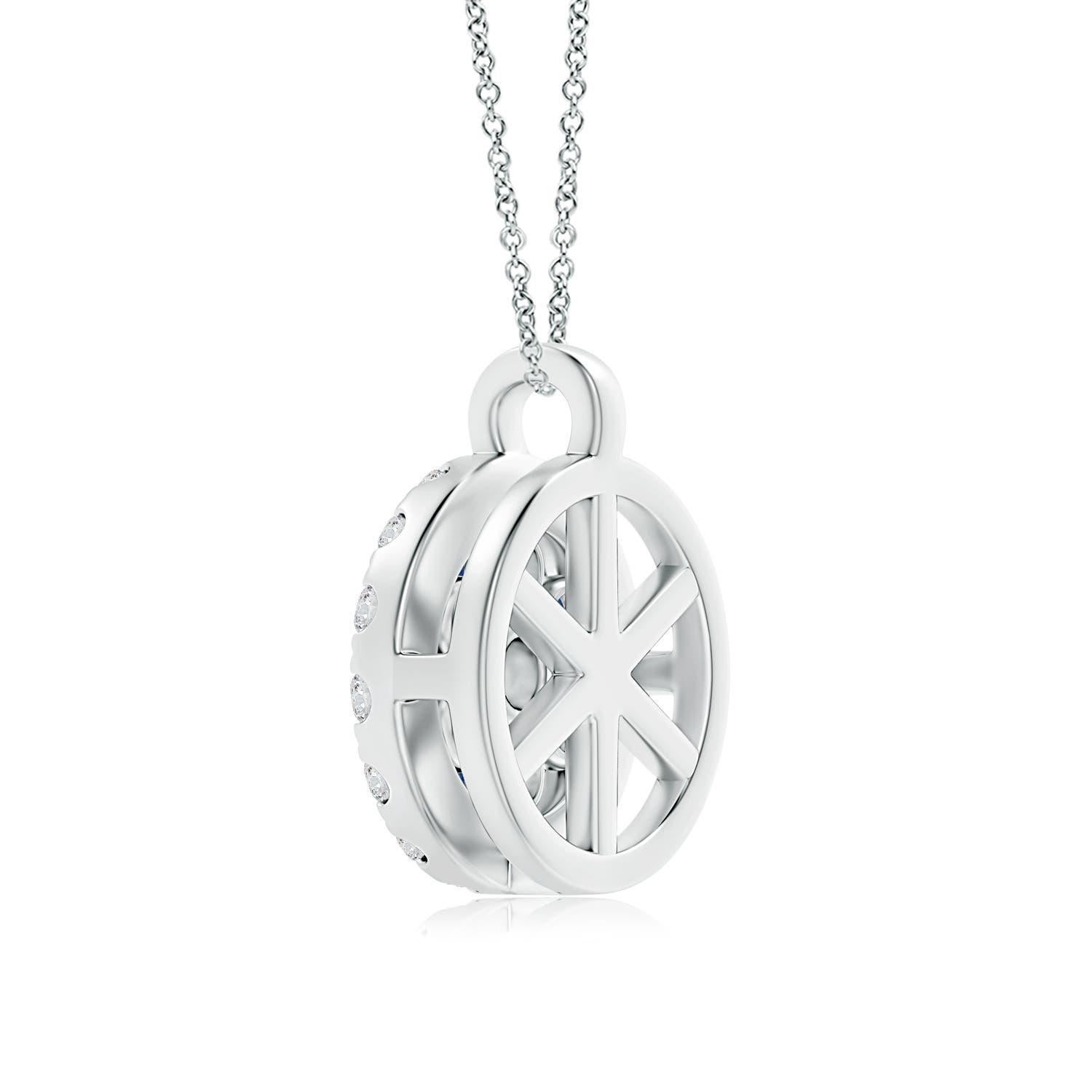 Moderne Pendentif fleur en saphir naturel Angara avec halo en diamant en or blanc 14K en vente