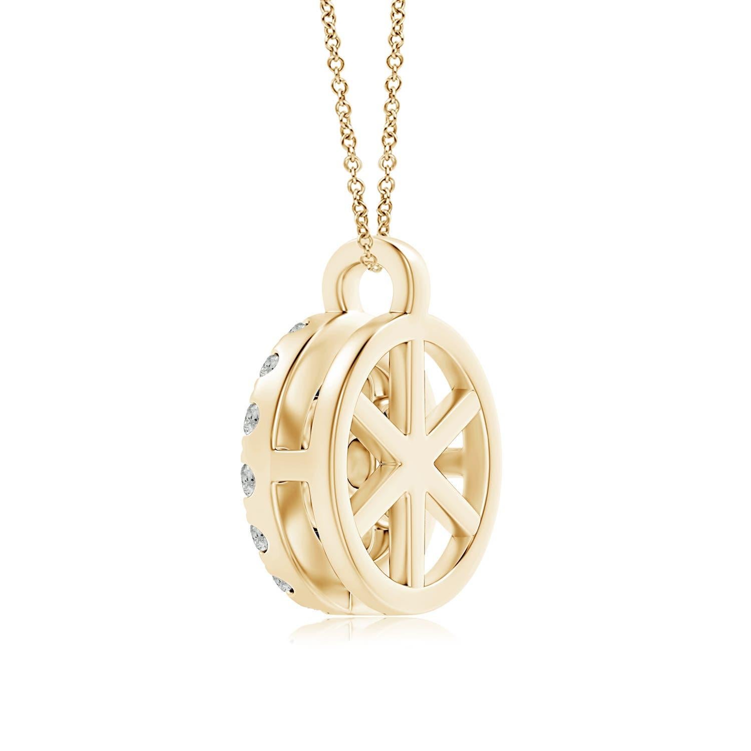 Moderne Pendentif fleur en saphir naturel Angara avec halo en diamant en or jaune 14K en vente