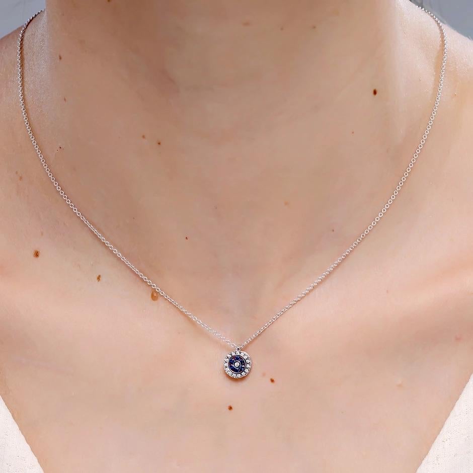 Taille ronde Pendentif fleur en saphir naturel Angara avec halo en diamant en or jaune 14K en vente