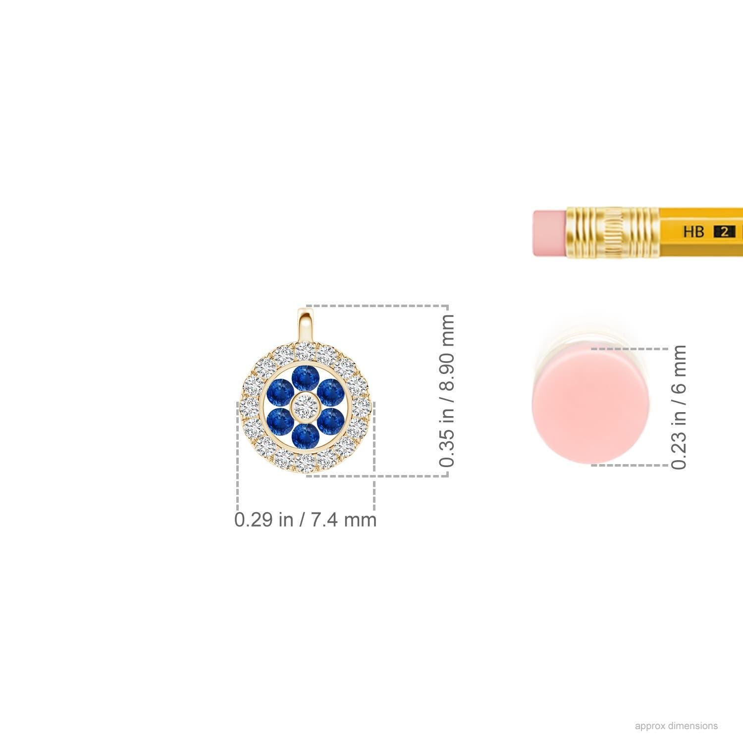 Pendentif fleur en saphir naturel Angara avec halo en diamant en or jaune 14K Neuf - En vente à Los Angeles, CA