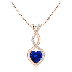 Natural Sapphire Infinity Heart Pendant with Diamonds in Rose Gold 5mm