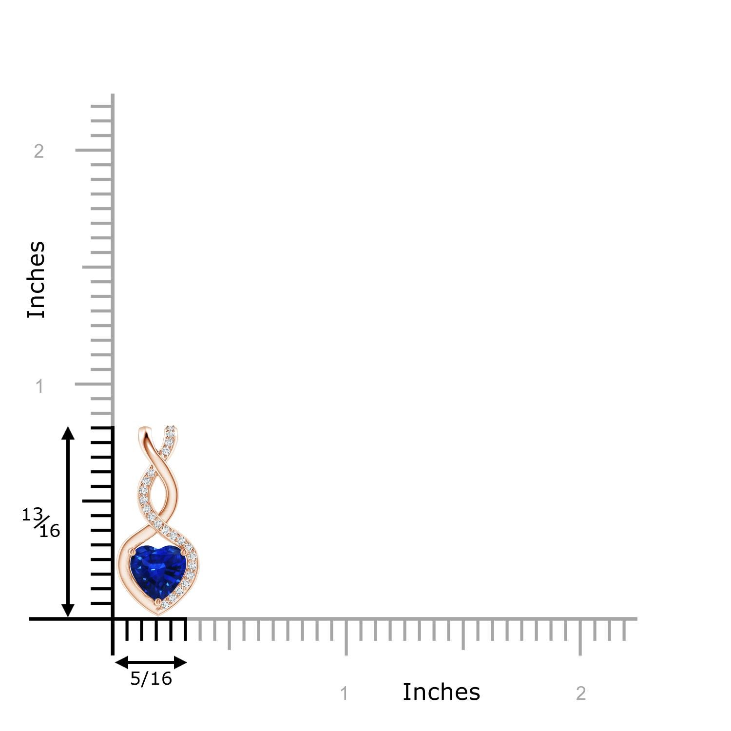 Modern Natural Sapphire Infinity Heart Pendant with Diamonds in Rose Gold 6mm For Sale