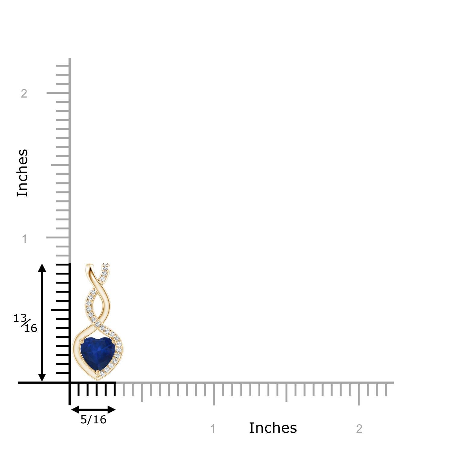 Colgante Corazón Infinito Zafiro Natural con Diamantes en Oro Amarillo 6mm Moderno en venta