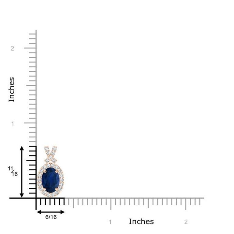 Moderne ANGARA Pendentif en or rose 14 carats avec saphir bleu naturel de 0,85 carat et halo de diamants en vente